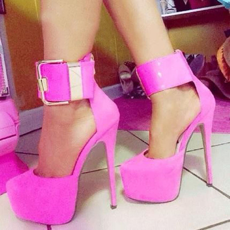 Zkshoes 2015 Fashion Women Pink Mary Janes High Heel Thin Heel Platform Party Shoes Big Size 34---46